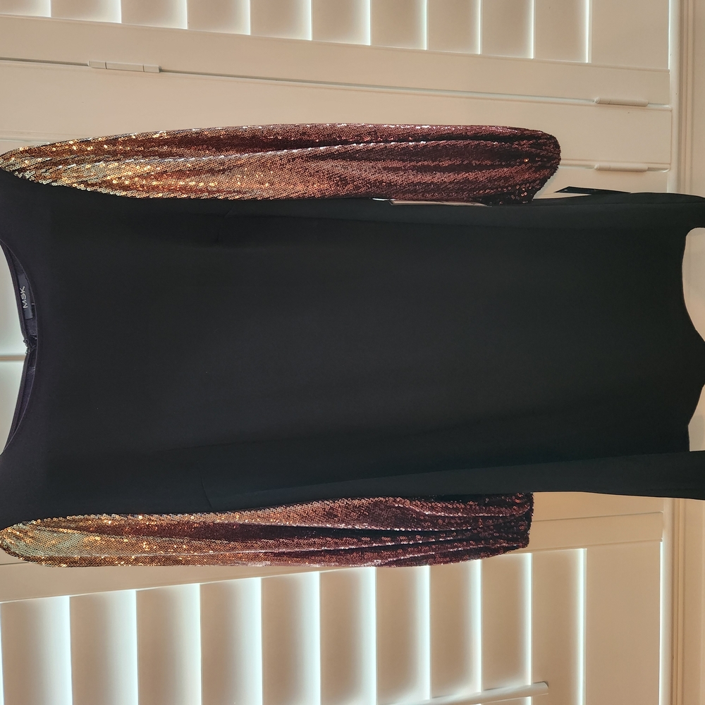 Black Dress with Sequin Sleeves